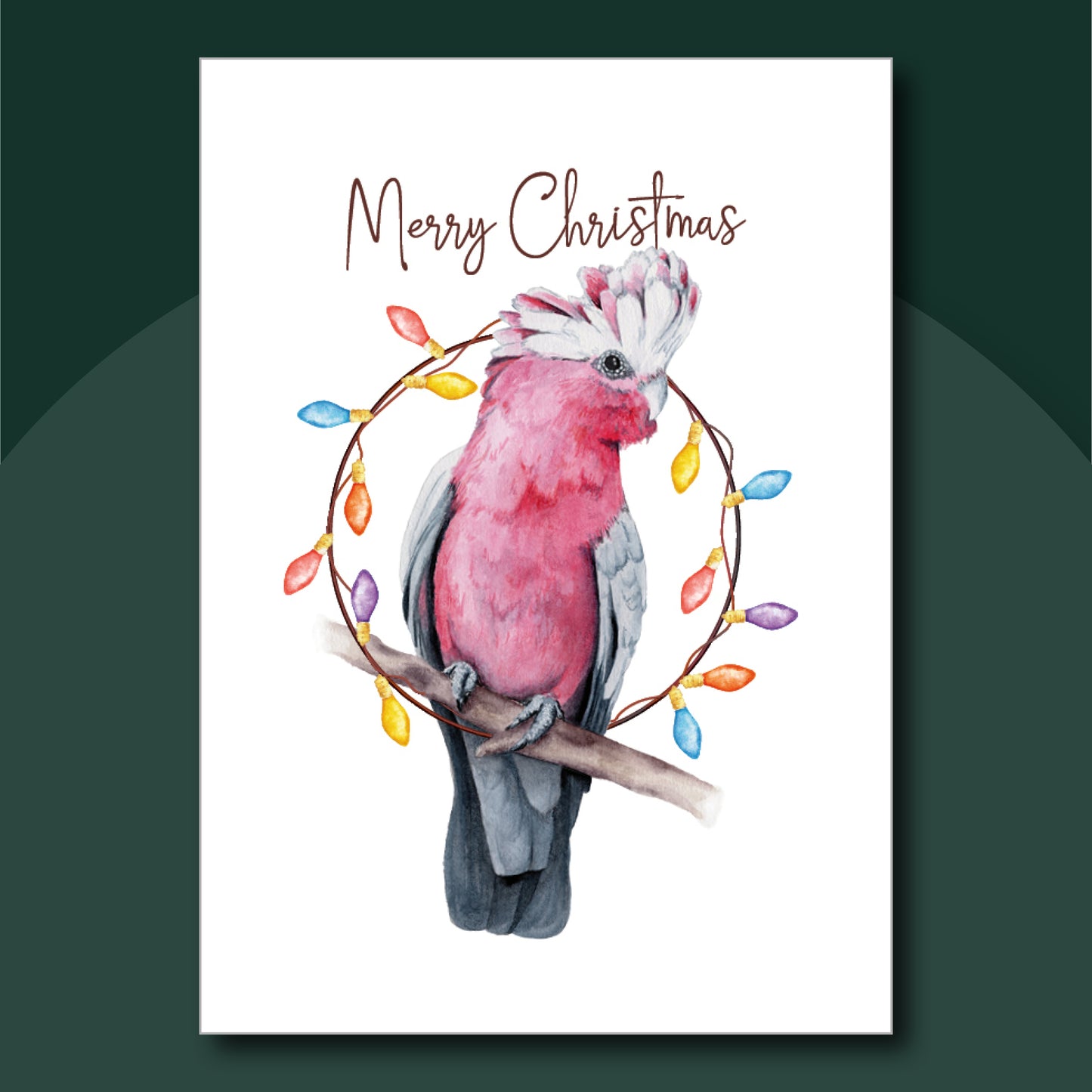 Set of Christmas cards design created from Laura Hamzic's watercolour paintings of Australian Animals - Galah