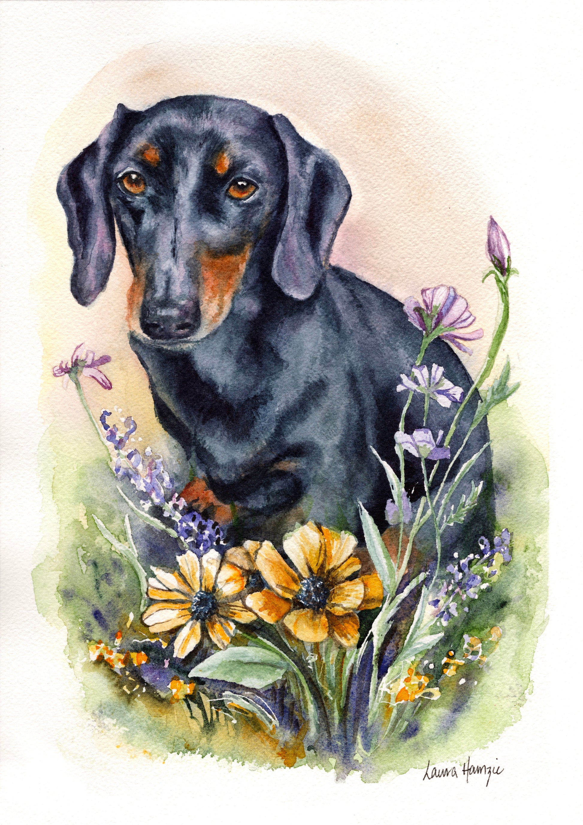 Custom artwork pet portrait by Laura Hamzic