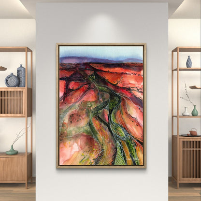 Watercolour art print of an Australian Landscape - Desert Flow, hand-painted by Laura Hamzic.