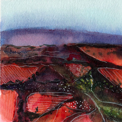 Watercolour art print of an Australian Landscape - Desert Flow, hand-painted by Laura Hamzic.