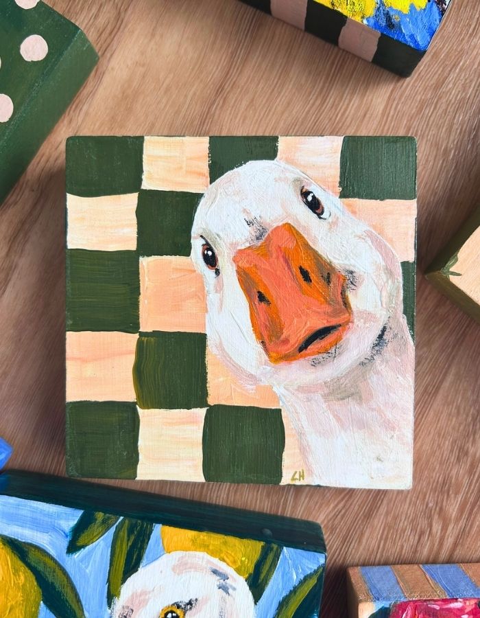 Duck Duck Goose original duck painting by Laura Hamzic