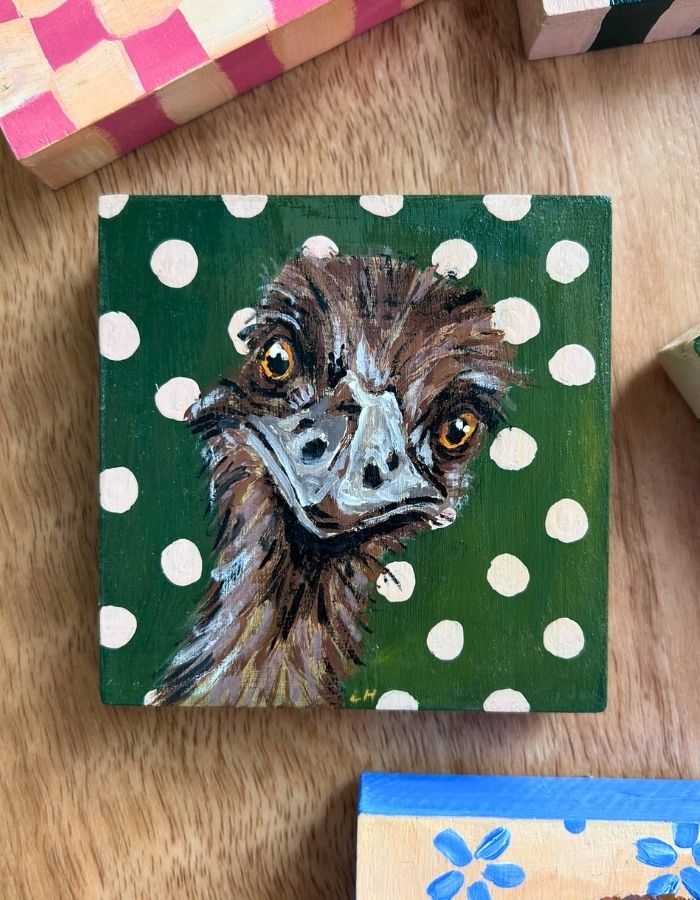 Bush Chook original Australian emu painting by Laura Hamzic