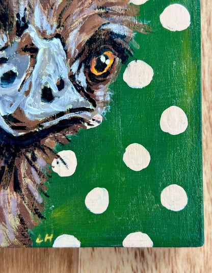 Detailed acrylic brushstrokes in original emu artwork