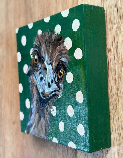 Painted sides of small square emu timber panel
