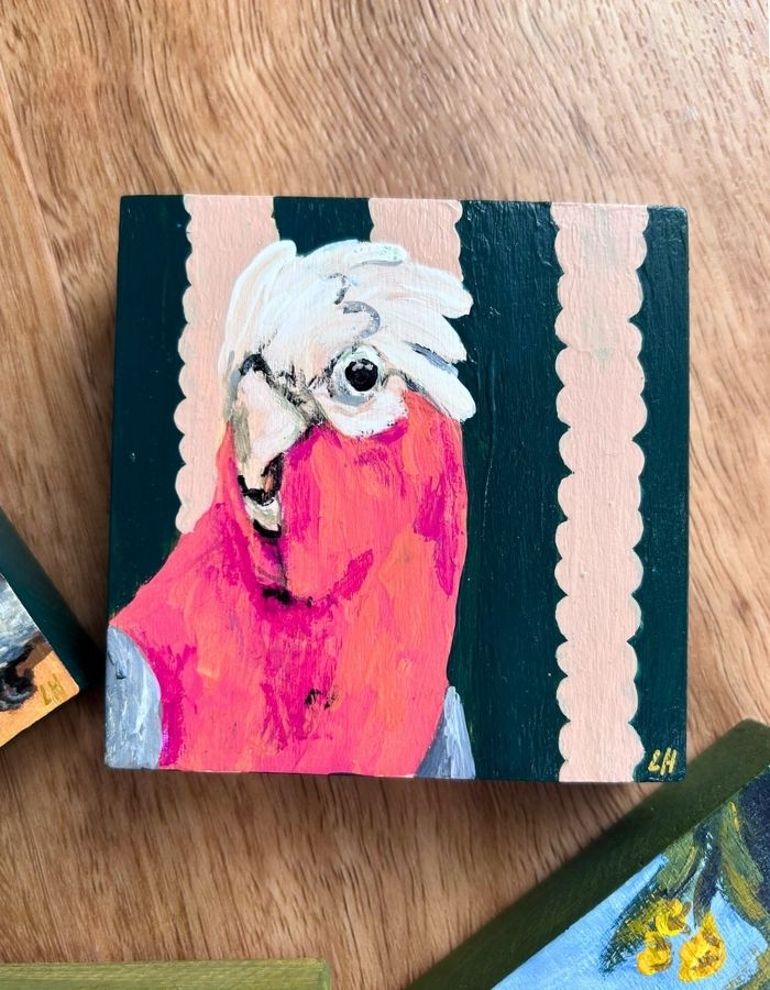 Ya Flaming Galah original Australian galah painting by Laura Hamzic