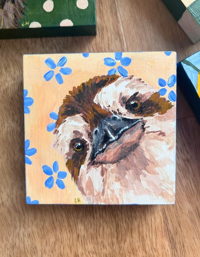 Kooky original kookaburra painting by Australian artist Laura Hamzic