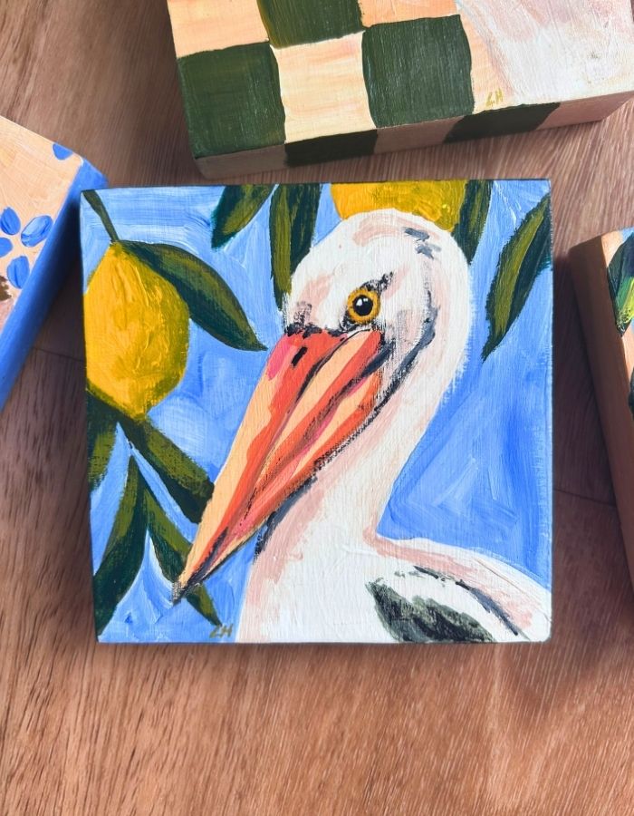 Peli-can original Australian pelican painting by Laura Hamzic