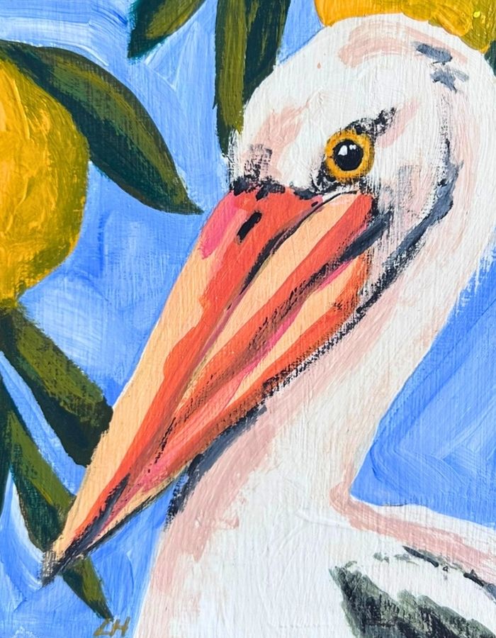 Peli-can original Australian pelican painting by Laura Hamzic