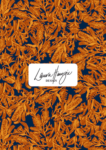Bush Blooms - Orange on Navy