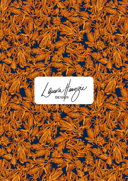 Bush Blooms - Orange on Navy