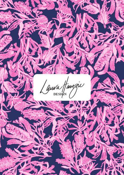 Bush Blooms - Pink on Navy