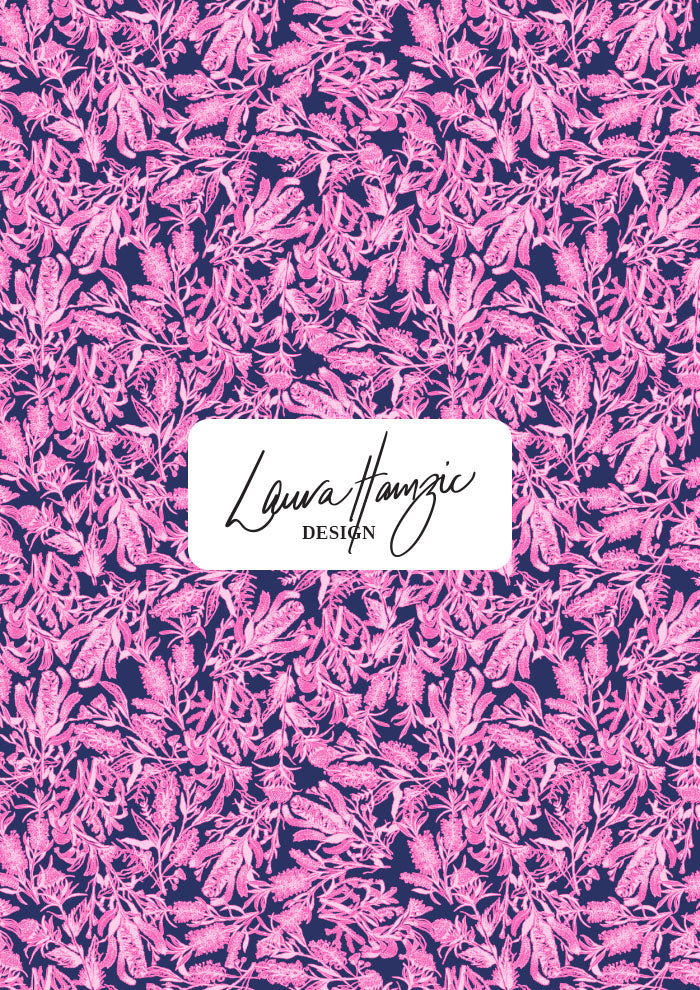 Bush Blooms - Pink on Navy