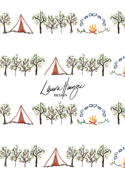 Large-scale Campfire Nights pattern by Laura Hamzic, Australian surface pattern designer