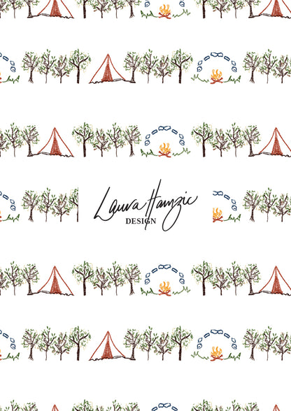 Medium-scale Campfire Nights pattern by Laura Hamzic, Australian surface pattern designer