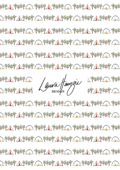Small-scale Campfire Nights pattern by Laura Hamzic, Australian surface pattern designer