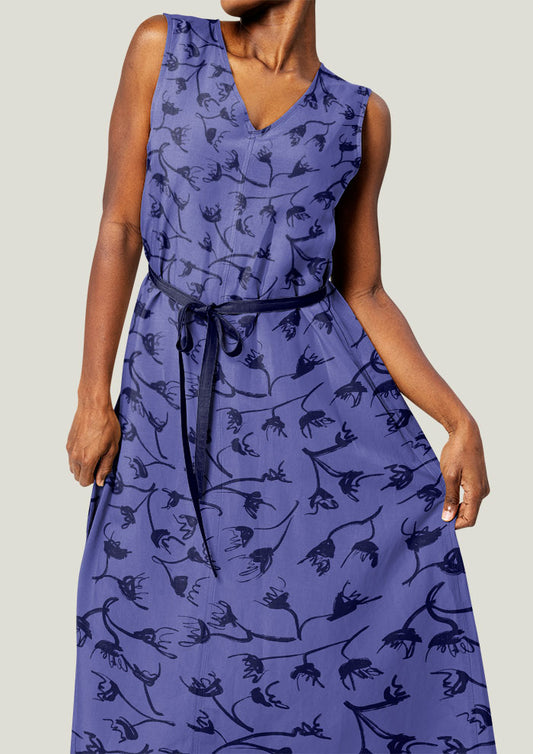 Dress with playful cascading eucalypt pattern design by Laura Hamzic - Australian surface pattern designer 
