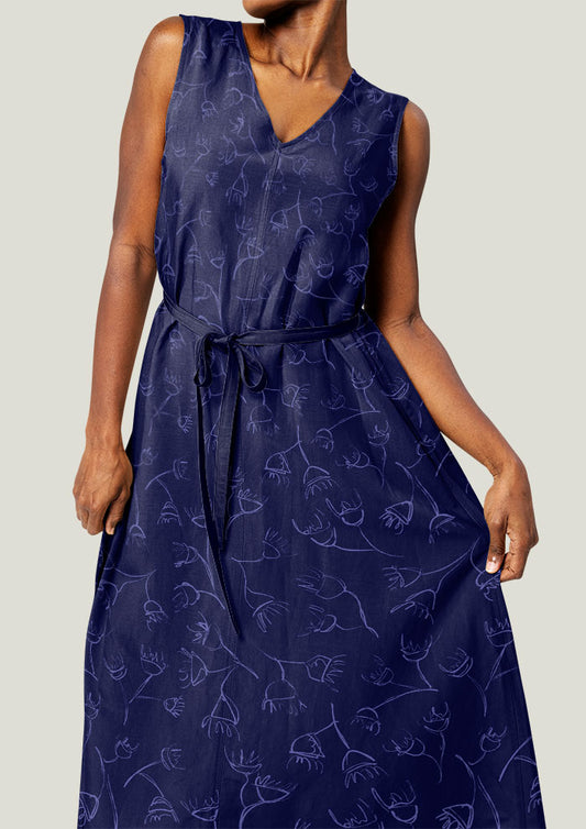 Dress with playful cascading eucalypt pattern design by Laura Hamzic - Australian surface pattern designer 