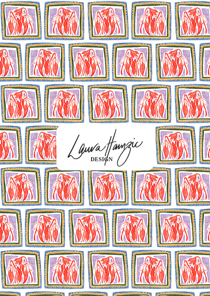 Small-scale Chilli Patch pattern by Laura Hamzic, Australian surface pattern designer