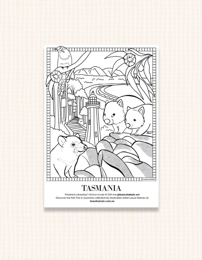 Free Tasmania Colouring Page