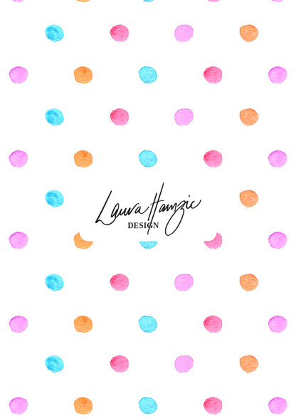 Confetti Spot at medium scale, vibrant watercolour spots scattered with energetic playfulness