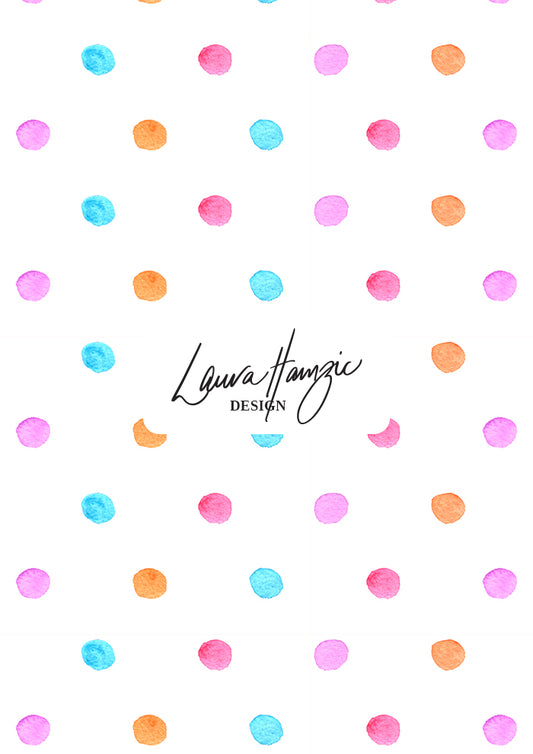 Confetti Spot at medium scale, vibrant watercolour spots scattered with energetic playfulness