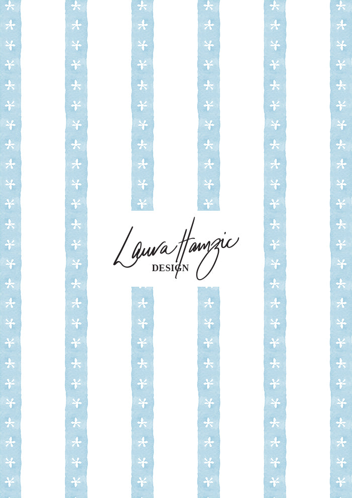 Daisy chain pattern by Laura Hamzic - vertical striped watercolour