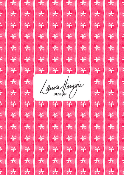 Pink Dancing Daisies - a watercolour stripe pattern by Laura Hamzic - large scale