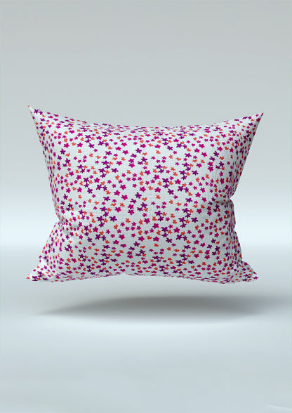 Ditsy Daisy - Cushion featuring Floral pattern design by Laura Hamzic Australian Surface Pattern Designer - Pink and Orange on White