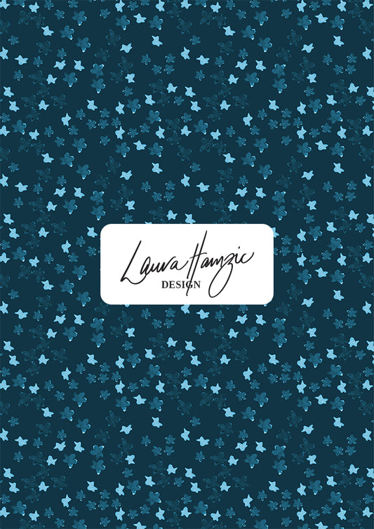 Ditsy Daisy - Floral pattern design by Laura Hamzic Australian Surface Pattern Designer - Denim on White