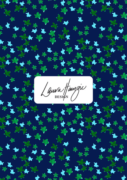 Ditsy Daisy - Floral pattern design by Laura Hamzic Australian Surface Pattern Designer - Green and Blue on White