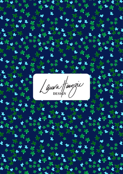 Ditsy Daisy - Floral pattern design by Laura Hamzic Australian Surface Pattern Designer - Green and Blue on White