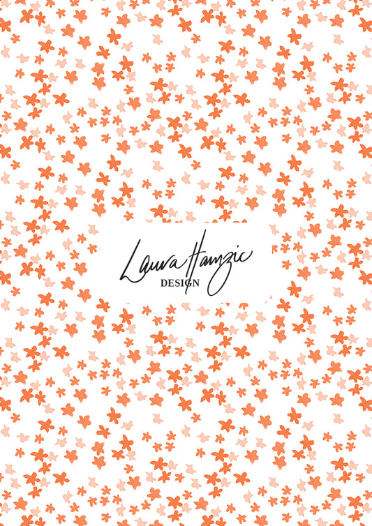 Ditsy Daisy - Floral pattern design by Laura Hamzic Australian Surface Pattern Designer - Orange on White