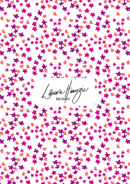 Ditsy Daisy - Floral pattern design by Laura Hamzic Australian Surface Pattern Designer - Pink and Orange on White
