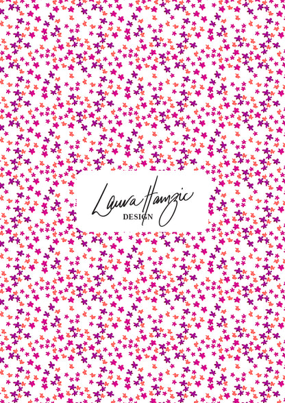 Ditsy Daisy - Floral pattern design by Laura Hamzic Australian Surface Pattern Designer - Pink and Orange on White
