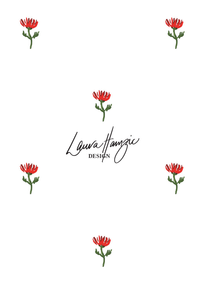 Floral Polka textile design hand-painted by Brisbane watercolour pattern designer Laura Hamzic. Available for licensing