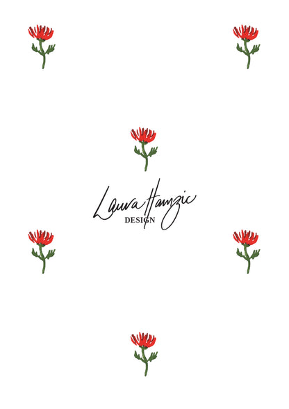 Floral Polka textile design hand-painted by Brisbane watercolour pattern designer Laura Hamzic. Available for licensing
