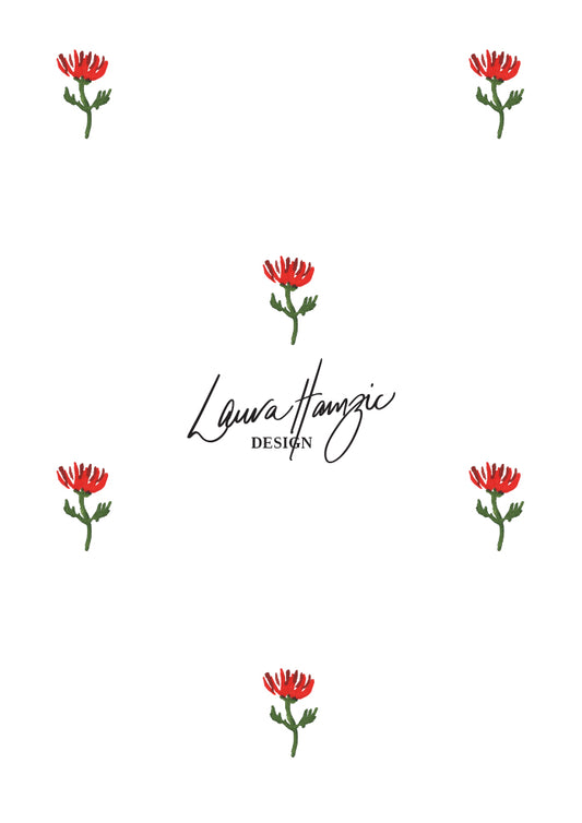 Floral Polka textile design hand-painted by Brisbane watercolour pattern designer Laura Hamzic. Available for licensing