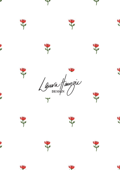 Dainty flowers dotted across a clean, airy background. Simple coordinate surface pattern design adds a soft touch to any spring-inspired collection – Australian Artist.