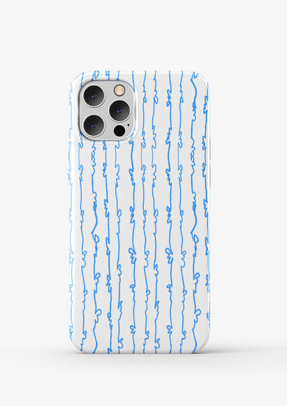 Blue on White Garden Squiggle pattern by Australian surface pattern designer Laura Hamzic mocked up on a phone case
