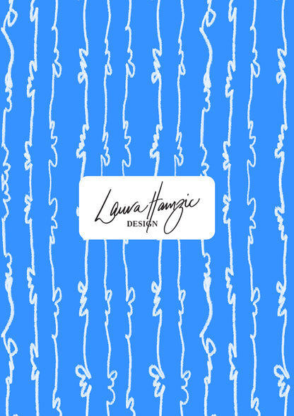 Garden Squiggle (White on Blue) - A Playful Hand-Drawn Pattern for Whimsical Spring Designs by Laura Hamzic - Preview in a Large Scale