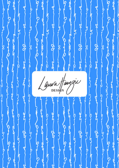 Garden Squiggle (White on Blue) - A Playful Hand-Drawn Pattern for Whimsical Spring Designs by Laura Hamzic - Preview in a Small Scale