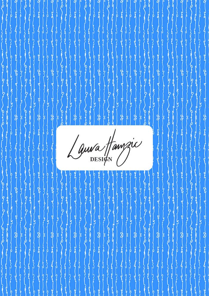 Garden Squiggle (White on Blue) - A Playful Hand-Drawn Pattern for Whimsical Spring Designs by Laura Hamzic - Preview in a Medium Scale