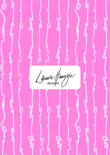 Garden Squiggle (White on Pink) - A Playful Hand-Drawn Pattern for Whimsical Spring Designs by Laura Hamzic - Preview in a Large Scale