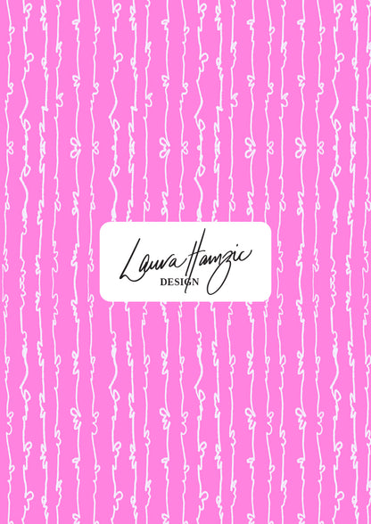 Garden Squiggle (White on Pink) - A Playful Hand-Drawn Pattern for Whimsical Spring Designs by Laura Hamzic - Preview in a Medium Scale