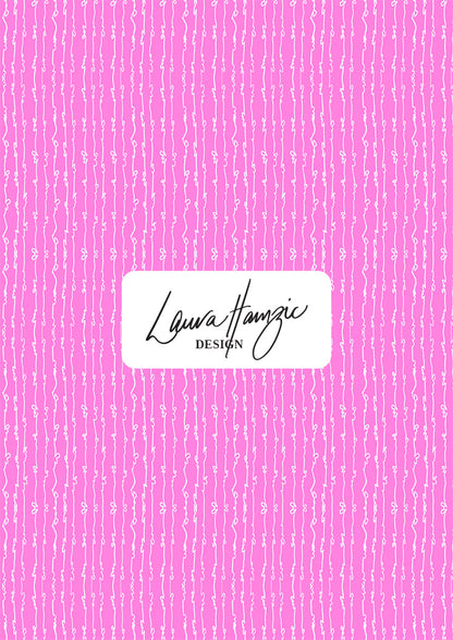 Garden Squiggle (White on Pink) - A Playful Hand-Drawn Pattern for Whimsical Spring Designs by Laura Hamzic - Preview in a Small Scale
