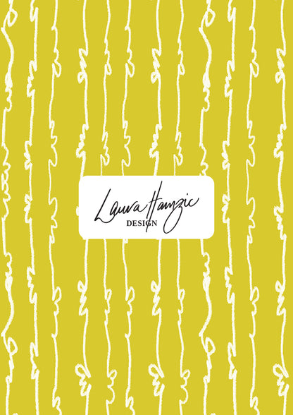 Garden Squiggle (White on Yellow) - A Playful Hand-Drawn Pattern for Whimsical Spring Designs by Laura Hamzic - Preview in a Large Scale