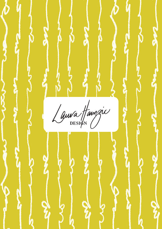 Garden Squiggle (White on Yellow) - A Playful Hand-Drawn Pattern for Whimsical Spring Designs by Laura Hamzic - Preview in a Large Scale