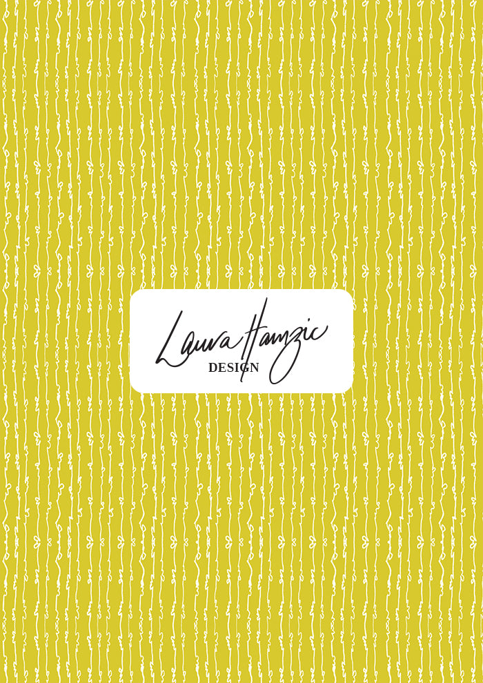 Garden Squiggle (White on Yellow) - A Playful Hand-Drawn Pattern for Whimsical Spring Designs by Laura Hamzic - Preview in a Small Scale