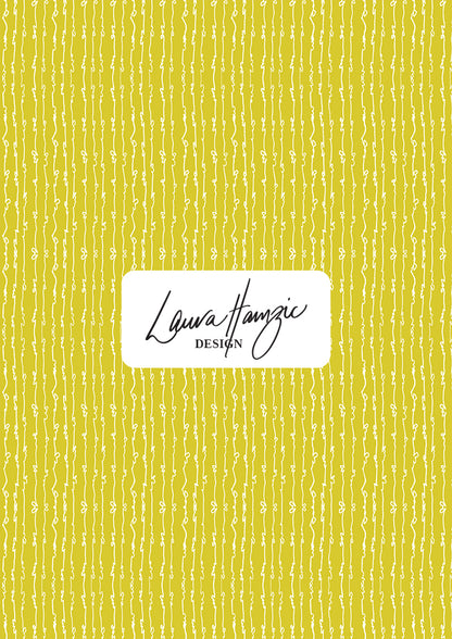 Garden Squiggle (White on Yellow) - A Playful Hand-Drawn Pattern for Whimsical Spring Designs by Laura Hamzic - Preview in a Small Scale