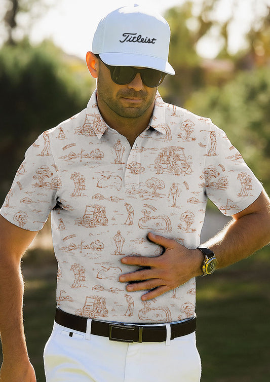 Golfing Days - Ochre on Cream